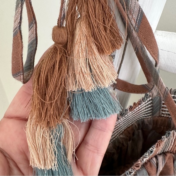 Anna Grace from Altar’d State Striped Brown and Green Cropped Tank Top SZ Small - Picture 5 of 9